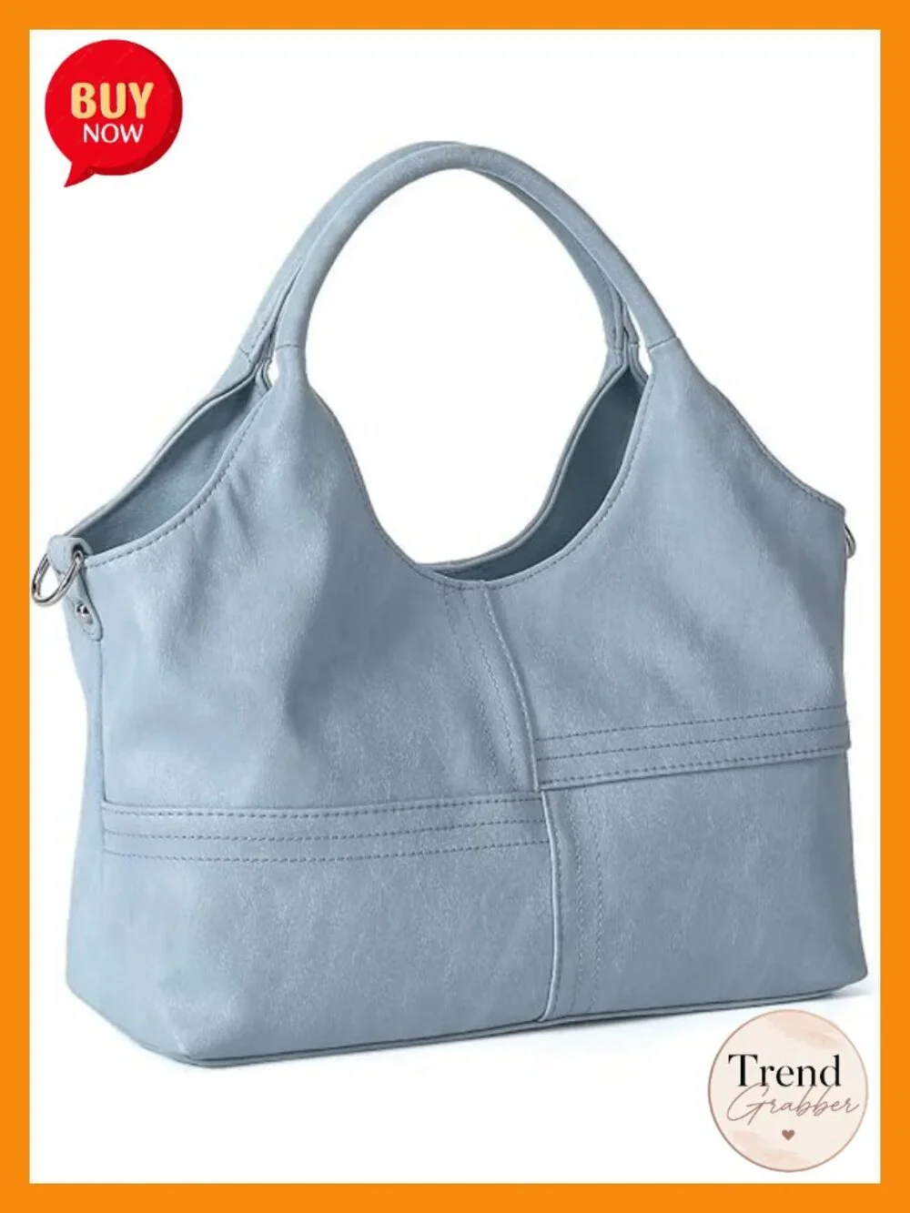 Vegan Leather Satchel Handbag with Detachable Strap Tote Hobo Bag
